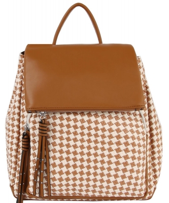 Plaid Pattern Design Backpack CJF128 BROWN